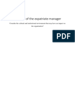 The Role of The Expatriate Manager