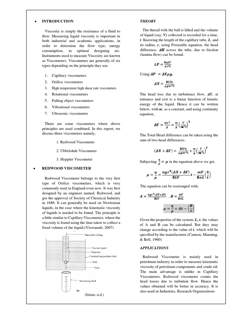 PDF Viscosity Liquids
