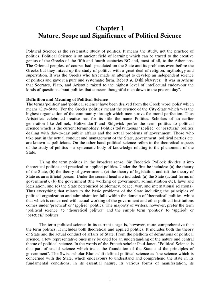 An Introduction to the Systematic Study of Politics: Defining the