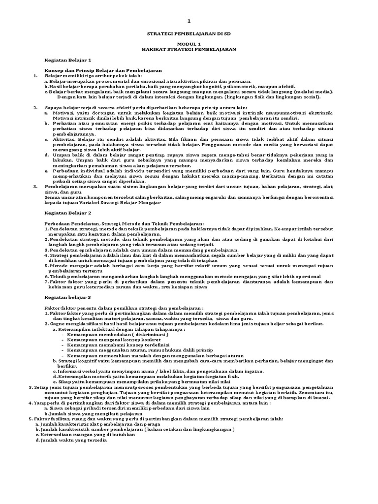 Strategi Pembelajaran Efektif di SD | PDF | Karier & Perkembangan