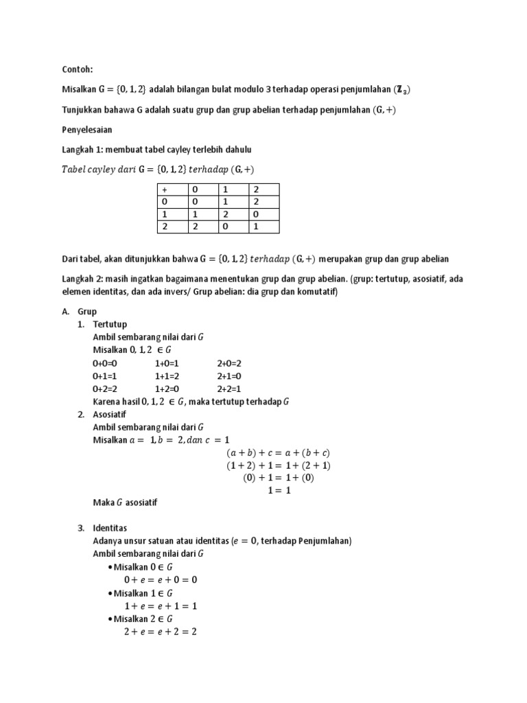 Grup Abelian Modulo 3 dan Tabel Cayley | PDF