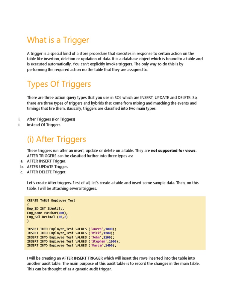 What Is A Trigger | PDF | Data Management | Areas Of Computer Science