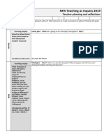 NHS Teaching As Inquiry 2019: Teacher Planning and Reflections