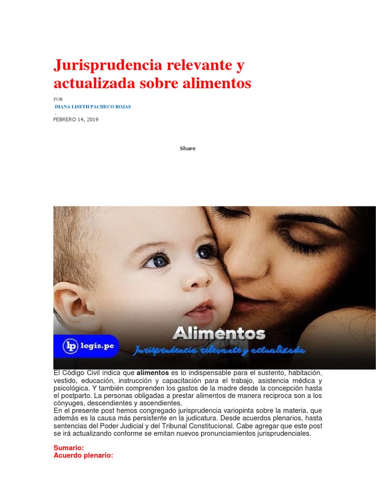 Jurisprudencia Alimentaria Actualizada | PDF | Manutención de los hijos