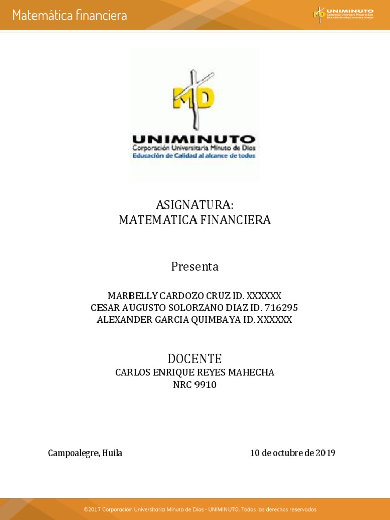 Act. 1 Matematica Financiera 1 | PDF | Interés | Finanzas Matemáticas