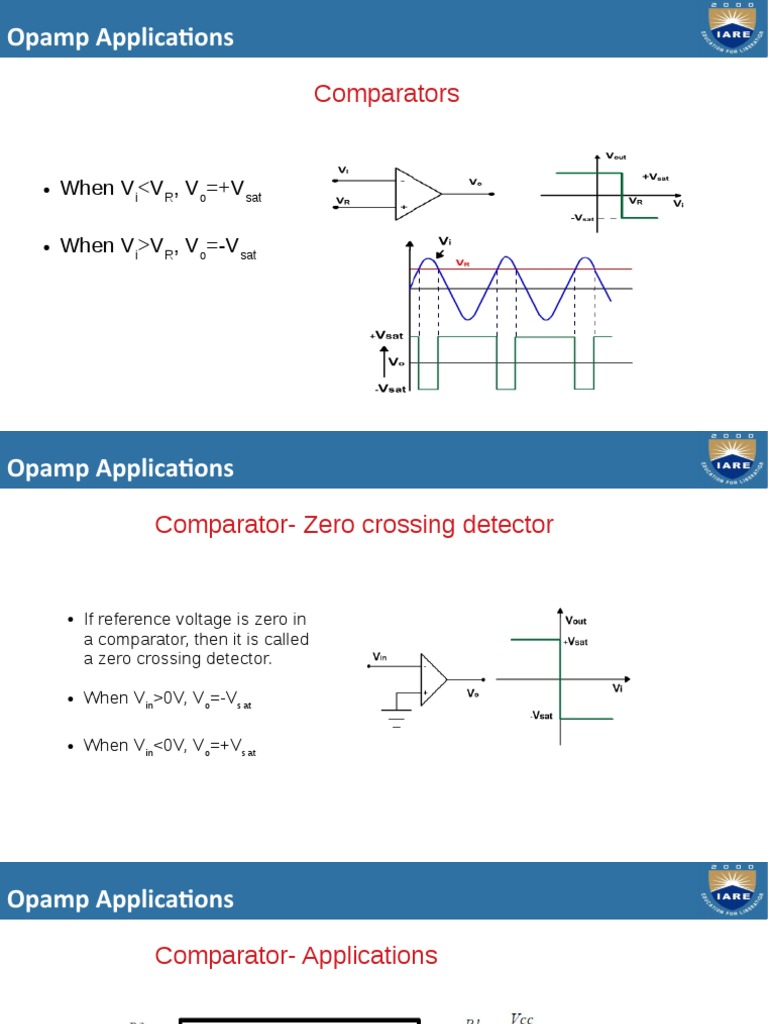 Opamp Applications Comparators PDF Operational Amplifier Electrical Circuits
