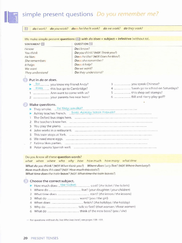 Simple Present Questions Guide | PDF | Linguistic Typology | Languages