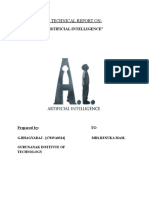 A Technical Report On:: "Artificial Intelligence"