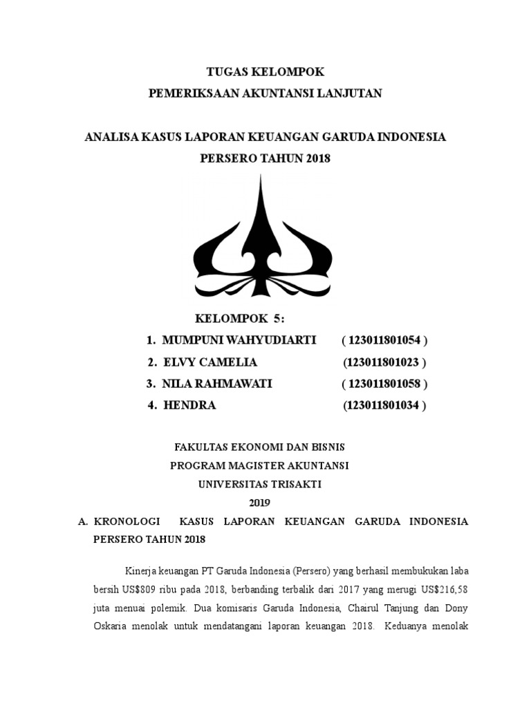 Kronologi Kasus Laporan Keuangan Garuda Indonesia 2018 Fix Pdf
