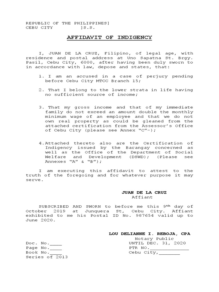 Affidavit of Indigency | PDF