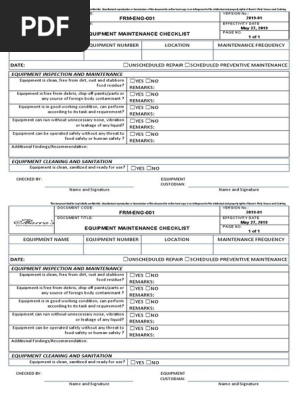 Maintenance Checklist