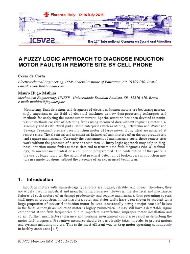 Fuzzy Logic for Remote Motor Fault Diagnosis | PDF | Electric Motor ...