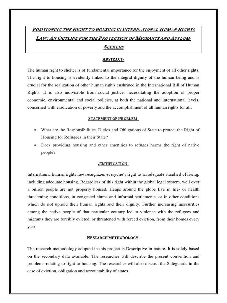 Abstract Right To Housing PDF Right To Housing Refugee