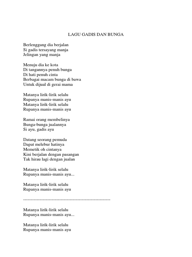 Lirik Lagu Gadis Dan Bunga Pdf