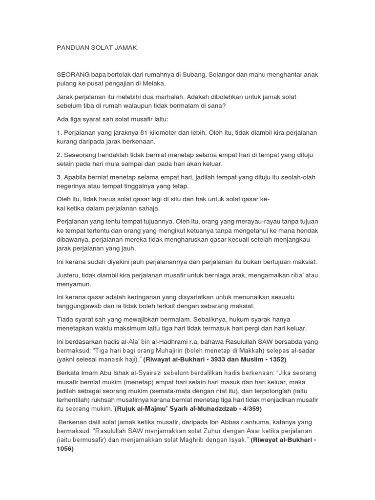 Solat Jamak Di Rumah Sebelum Musafir