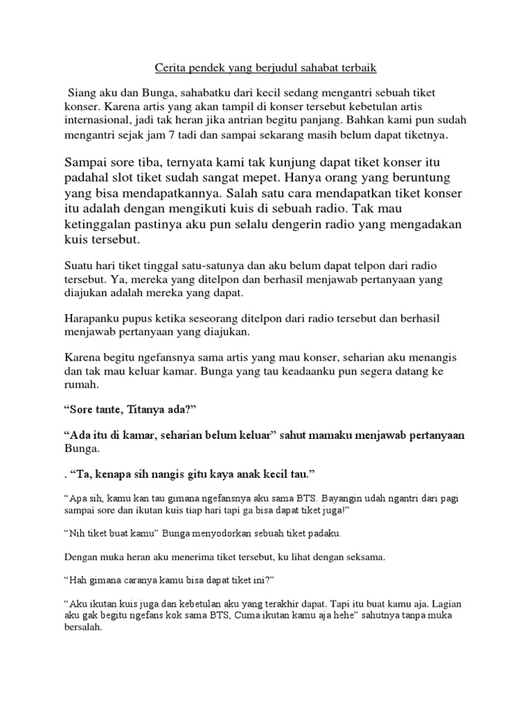 Cerita Pendek Yang Berjudul Sahabat Terbaik