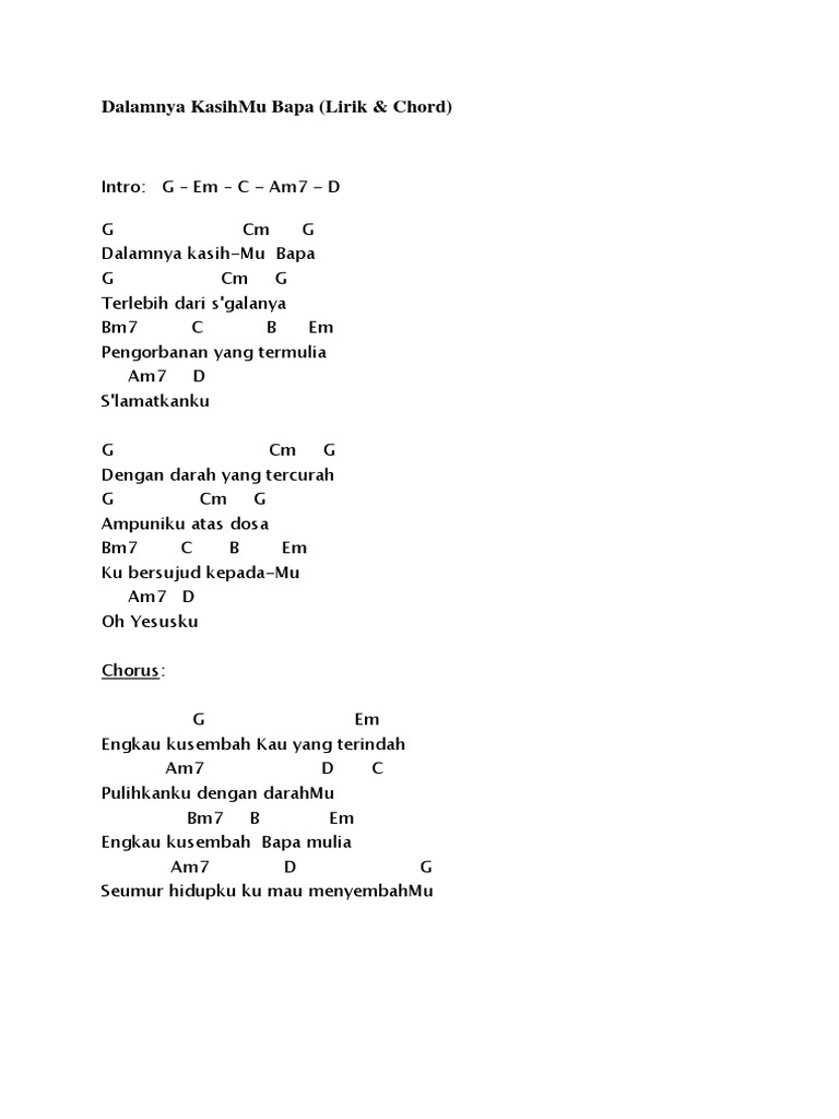 Dalam Kasihmu Bapa Lyrics