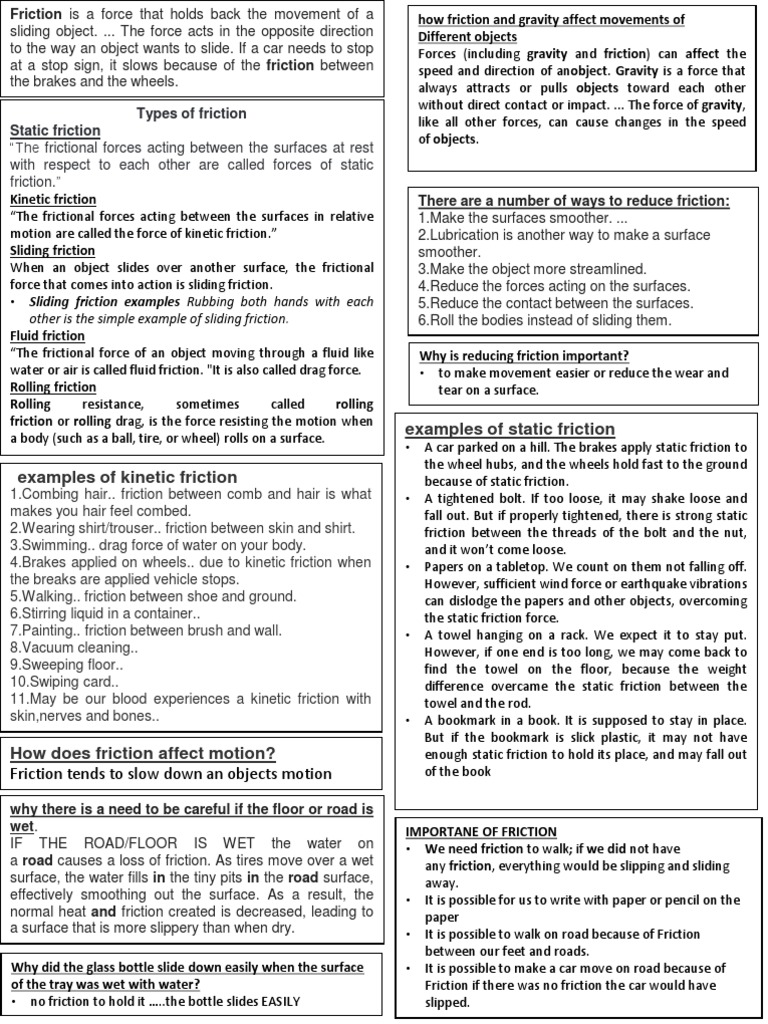 Friction And Gravity Friction Force