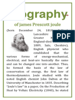 Of James Prescott Joule: Biography