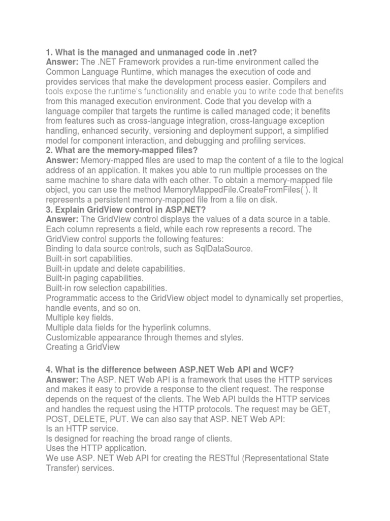 Dot Net Int Qstns | PDF | Ajax (Programming) | Class (Computer Programming)