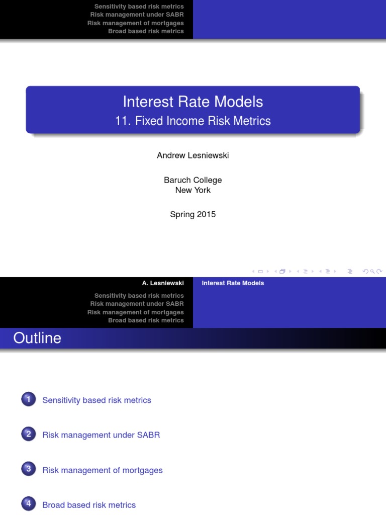 Interest Rate Models: 11. Fixed Income Risk Metrics | PDF | Greeks ...