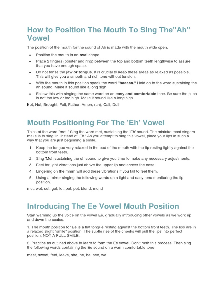 Tall Vowels PDF Singing Vocal Pedagogy