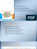 Functions of Management: Communicating: Industrial Engineering Department, UBLC