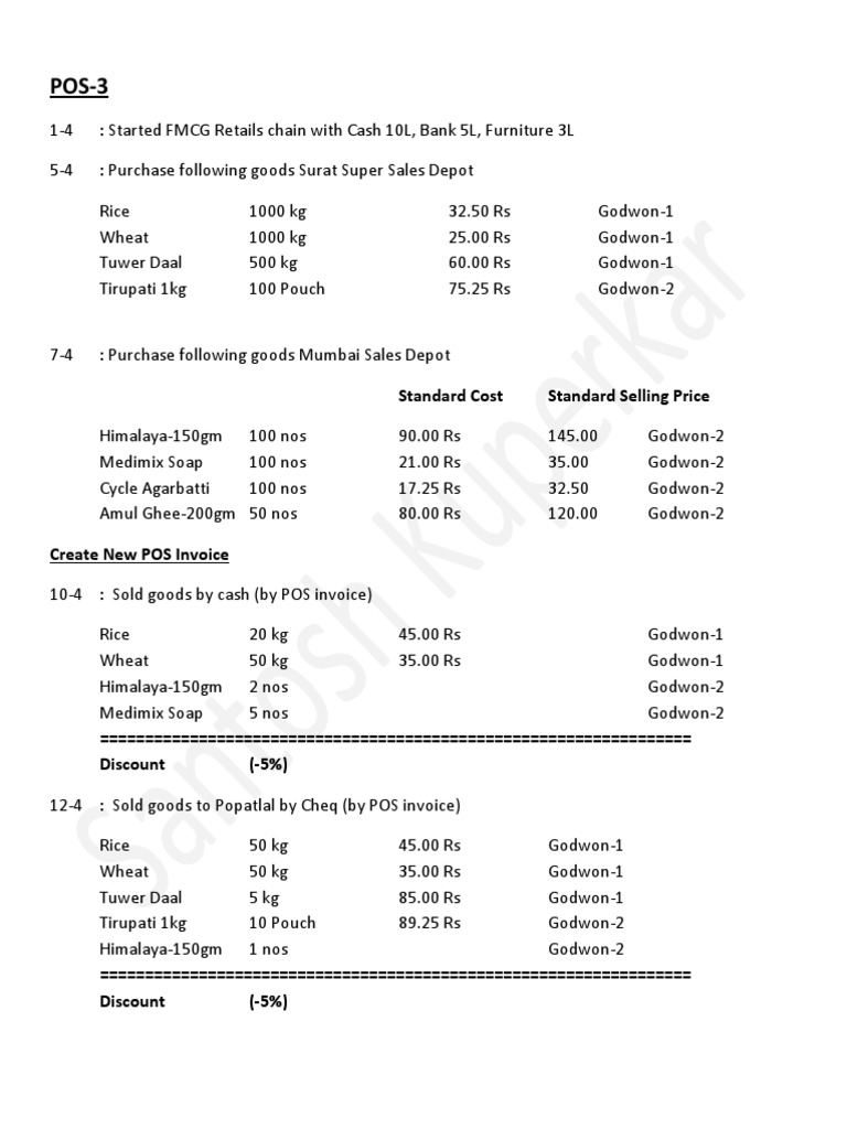 Tally Practice: POS Invoice Examples | PDF | Point Of Sale | Cheque