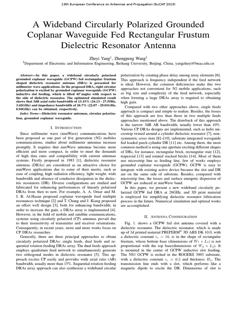 A Wideband Circularly Polarized Grounded Coplanar Waveguide Fed ...