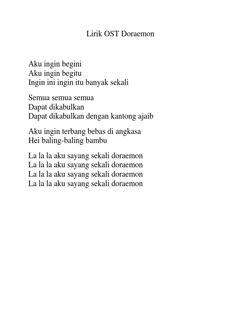 Lirik Ost Doraemon Pdf