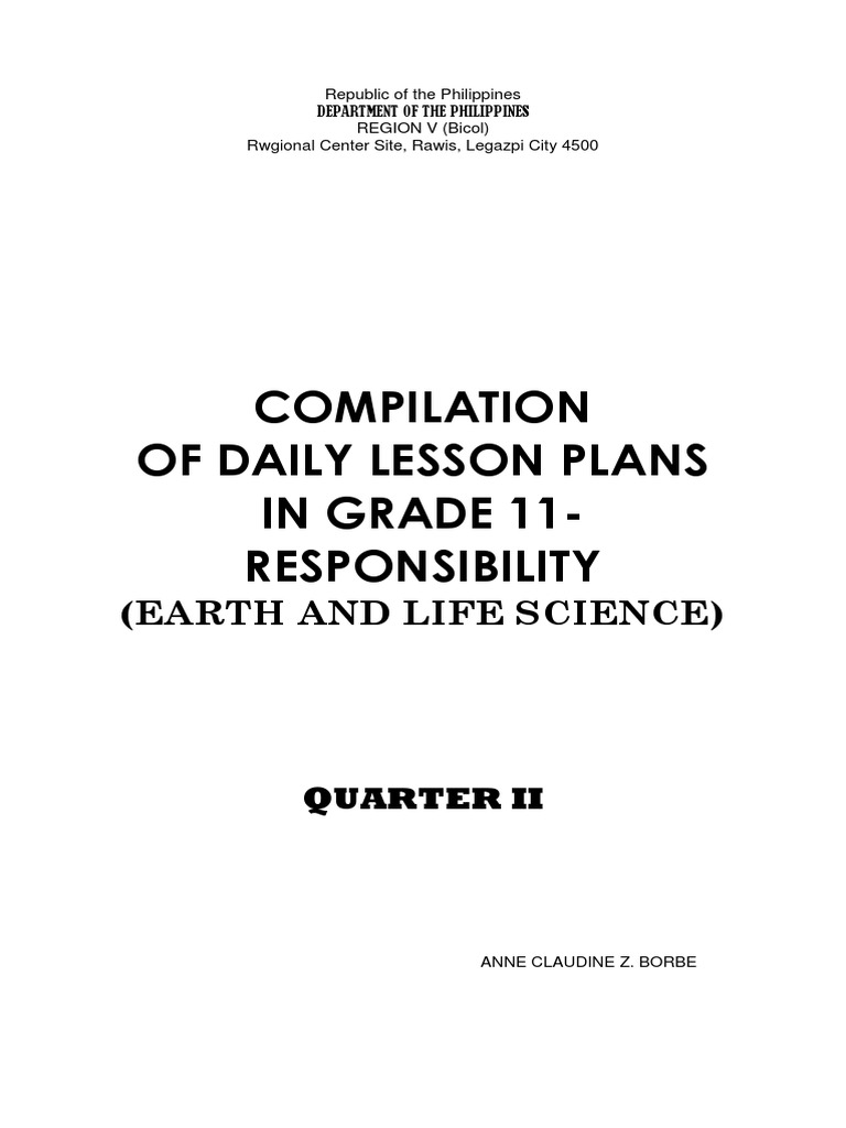 Compilation of Daily Lesson Plans in Grade 11-Responsibility | PDF