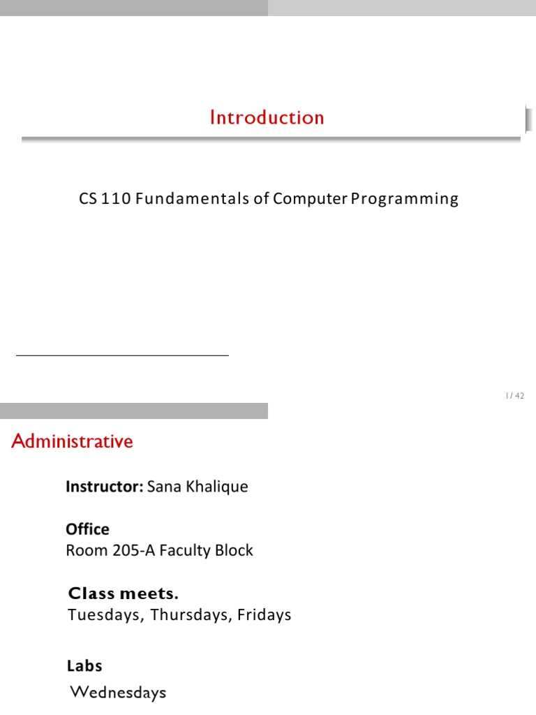 CS 110 Fundamentals of Computer Programming | PDF | Computer Program ...