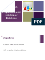 Preparation and Dilution of Solutions: BCH 312 Experiment
