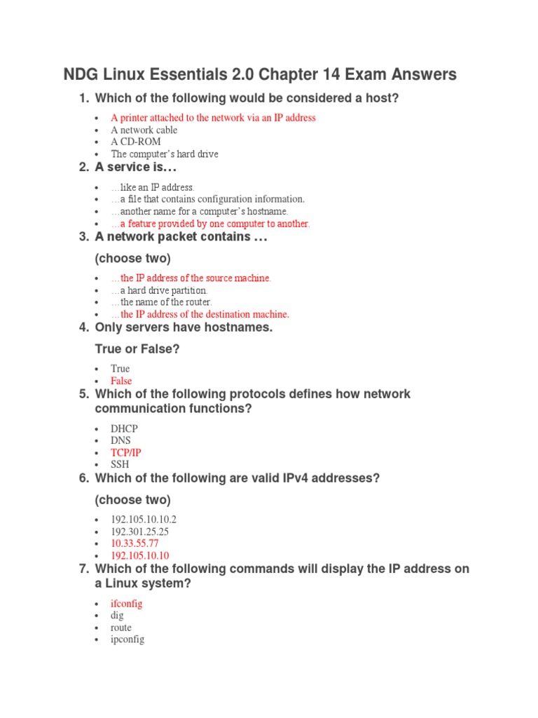 Cisco Linux Chapter 12 Exam Answers