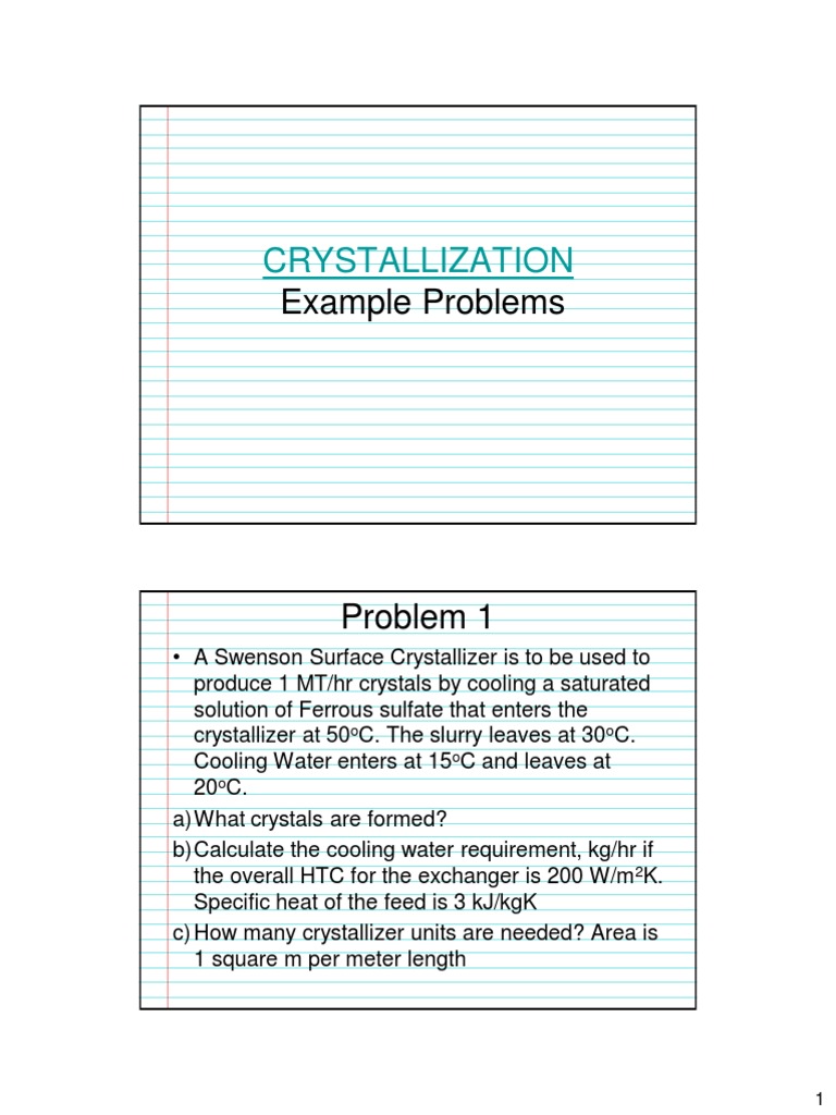 Crystallization Example Problems | PDF | Science & Mathematics