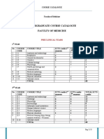 Undergraduate Course Catalogue Faculty of Medicine: Preclinical Years