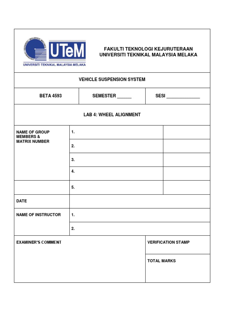 Engineering Lab: Wheel Alignment | PDF | Tire | Suspension (Vehicle)