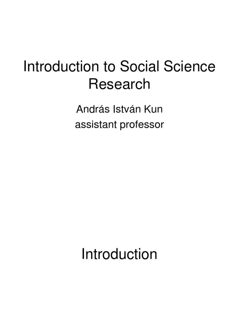 Introduction to Social Science Research | PDF | Scientific Method ...