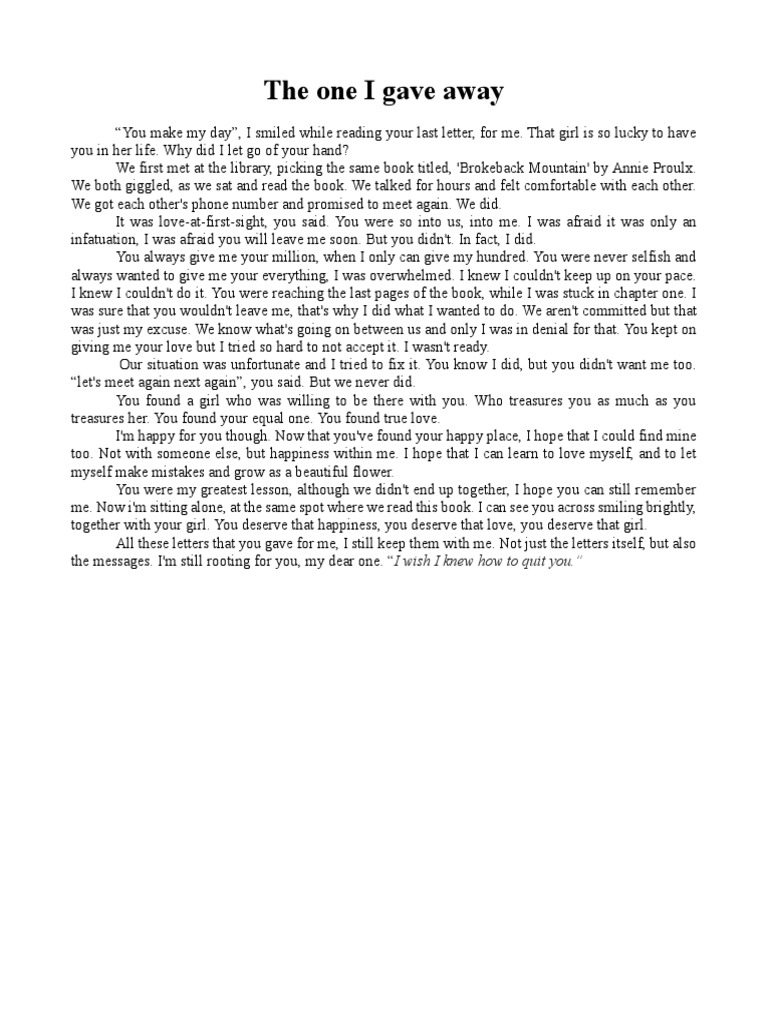 The One I Gave Away PDF