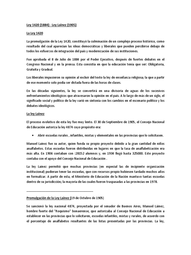 Analisis de La Ley de Educacion Argentina 1420 | PDF | Nación ...