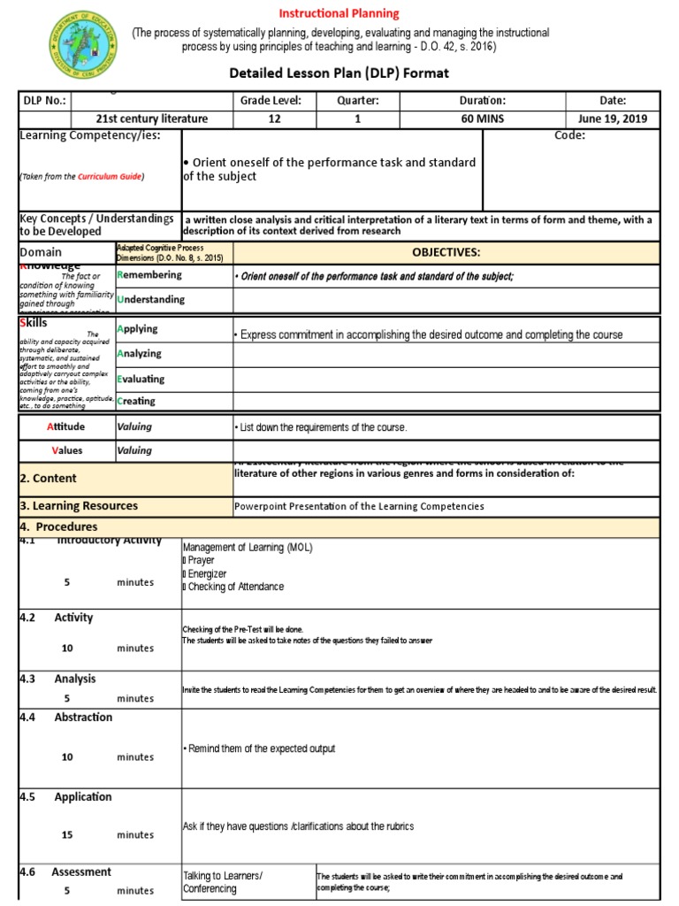 Detailed Lesson Plan for 21st Century Literature | PDF | Lesson Plan ...