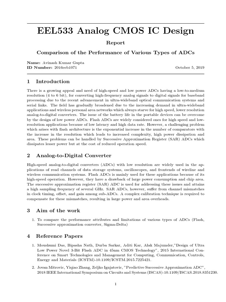 Report Analog IC Design | PDF | Analog To Digital Converter ...
