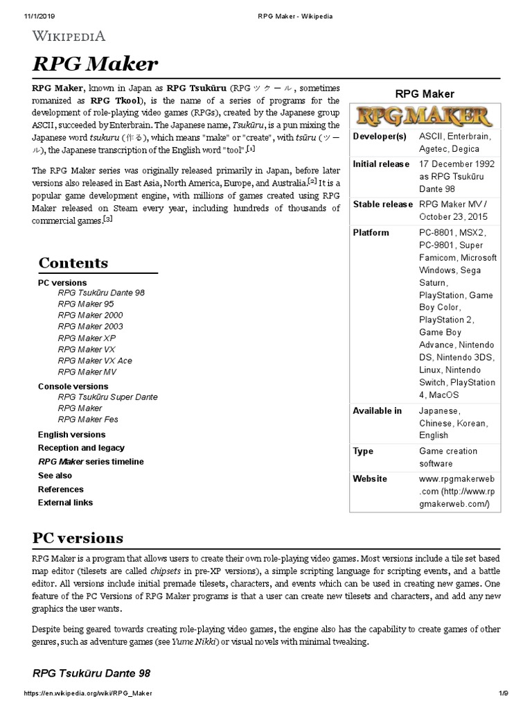 Rpg Maker Wikipedia Electronic Publishing Video Game Development