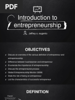 Introduction To Entrepreneurship: Jeffrey S. Eugenio