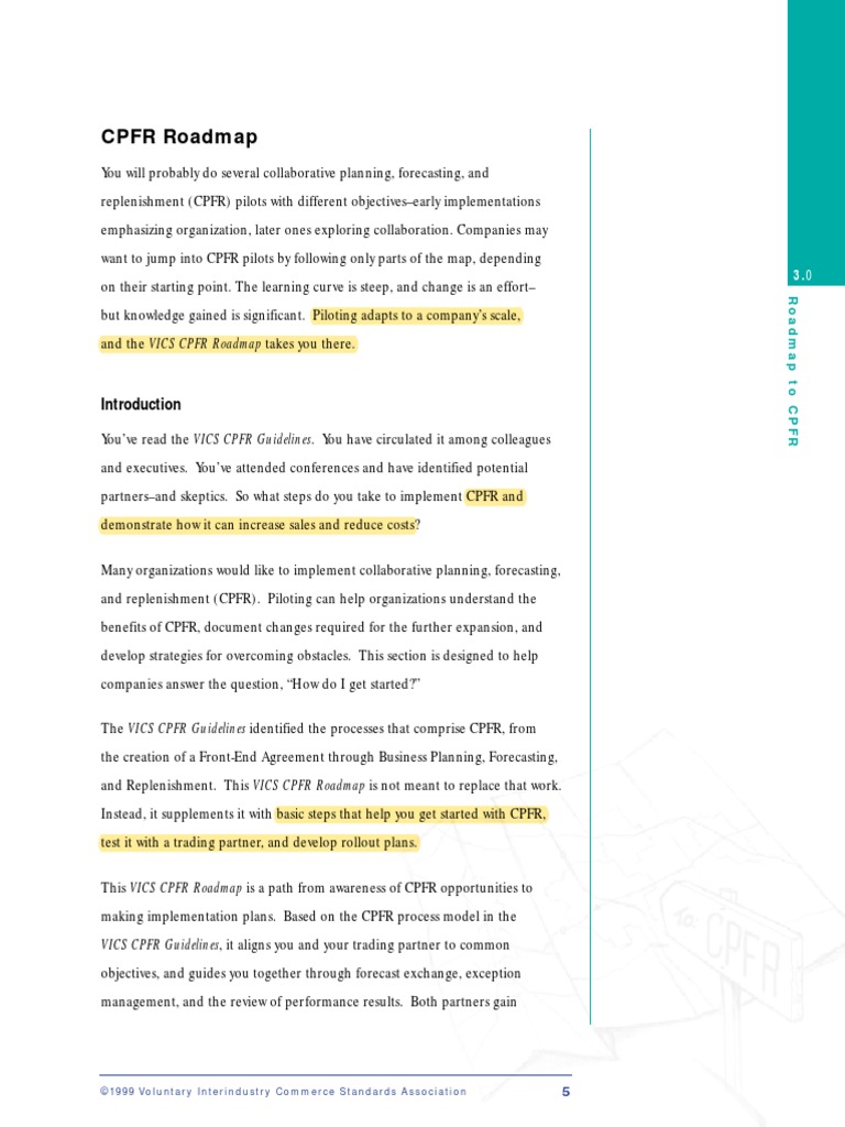 CPFR Roadmap | PDF | Forecasting | Inventory