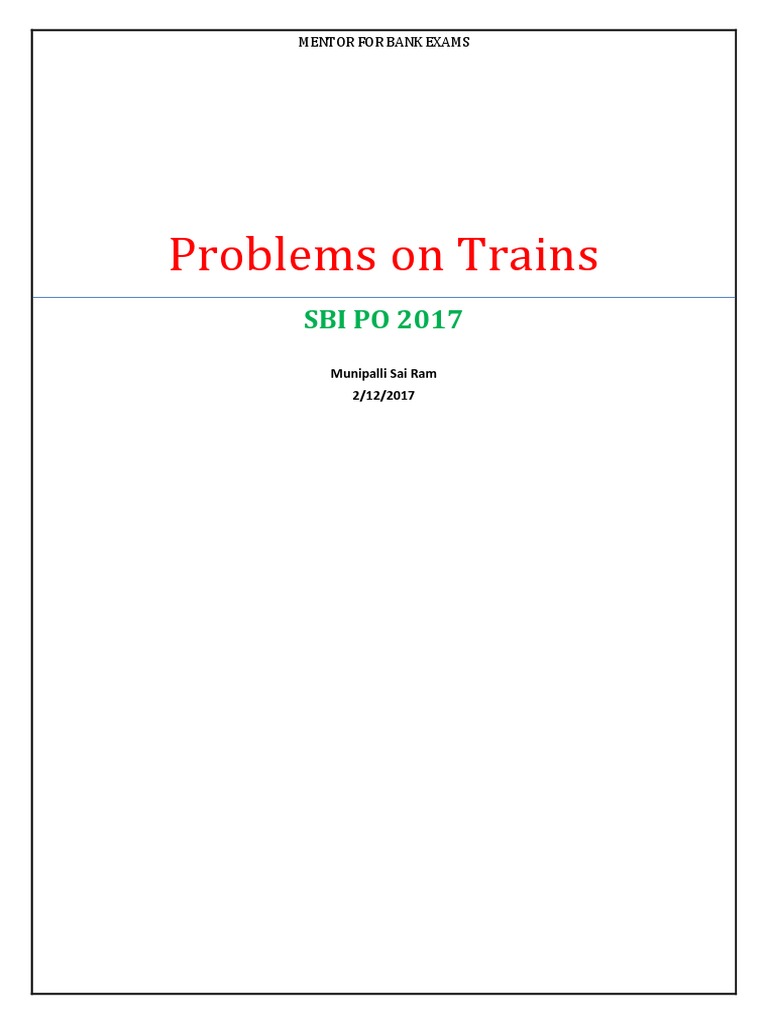 Problems on Train Speeds and Lengths | PDF | Speed | Train