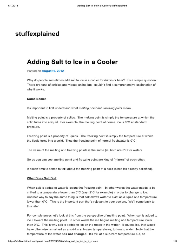Adding salt to ice in a cooler its effect pdf pdf