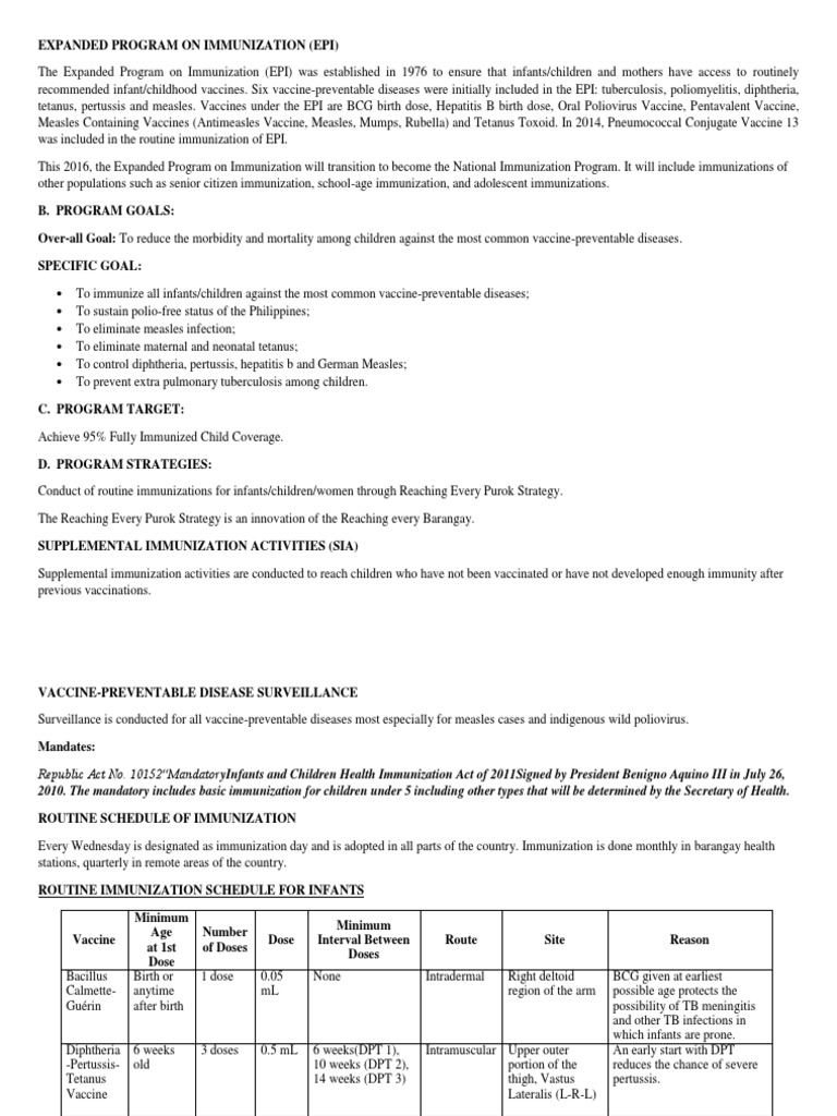 Expanded Program On Immunization | PDF | Vaccines | Measles