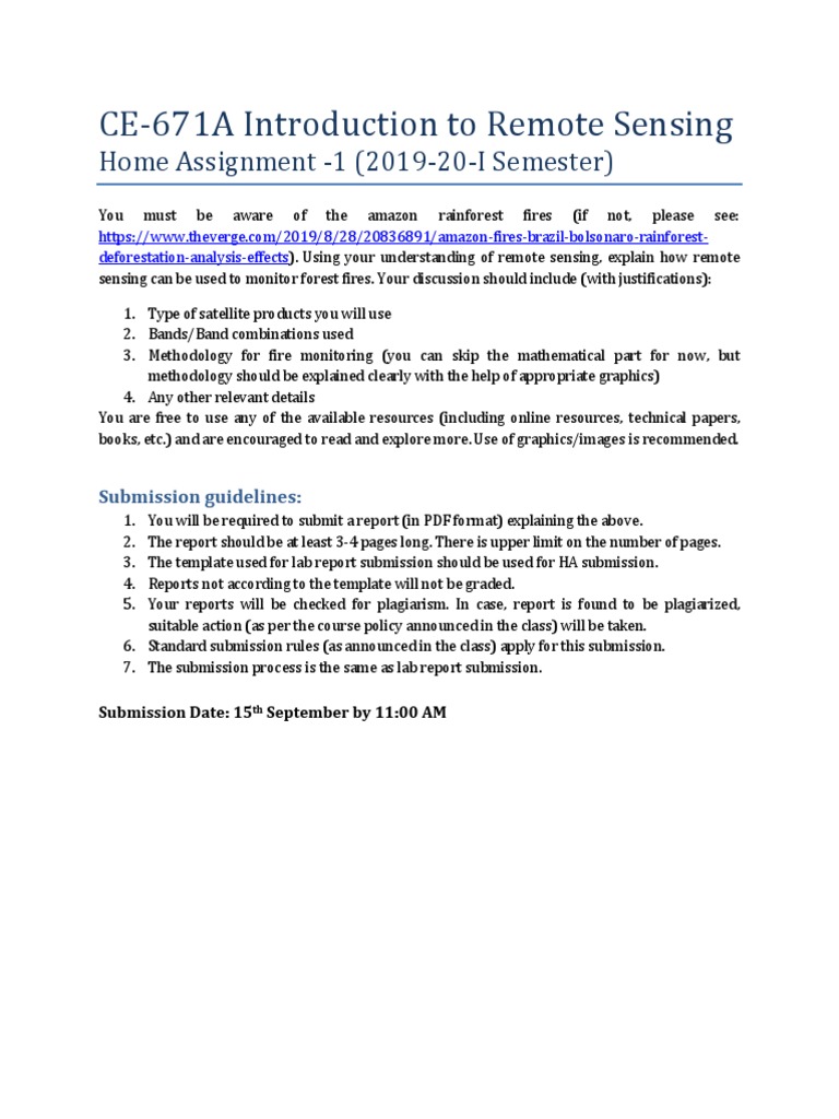 CE-671A Introduction To Remote Sensing: Home Assignment - 1 (2019-20-I ...