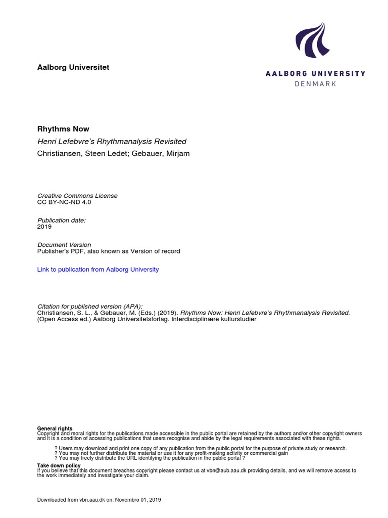 CHRISTIANSEN, Steen Henri Lefebvre's Rhythmanalysis Revisited PDF